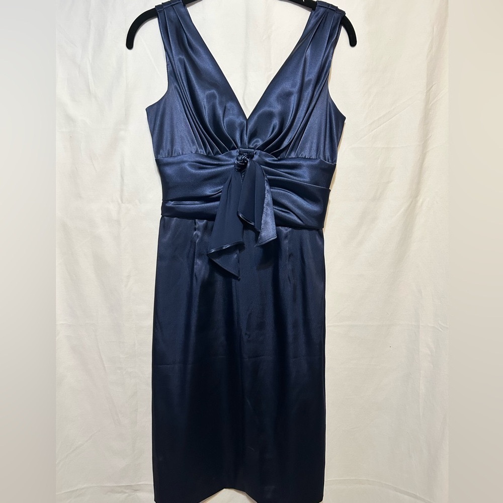Eliza J Navy Blue Satin Sheath‎ cocktail dress Size 2P